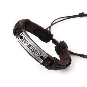 I love Jesus Bracelet Leather_extra 2.jpg I love Jesus Bracelet Leather Black-Brown